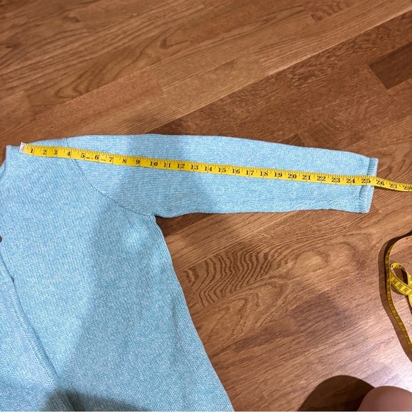 LLBean Blue Marled tight Knit 100%Cotton Cardigan xl heavy pearl buttons vintage - Picture 7 of 9